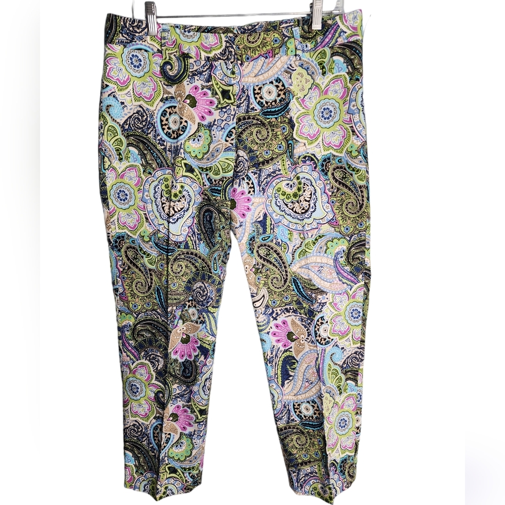 VESTINO women's multi color pasley print ankle pants size 10